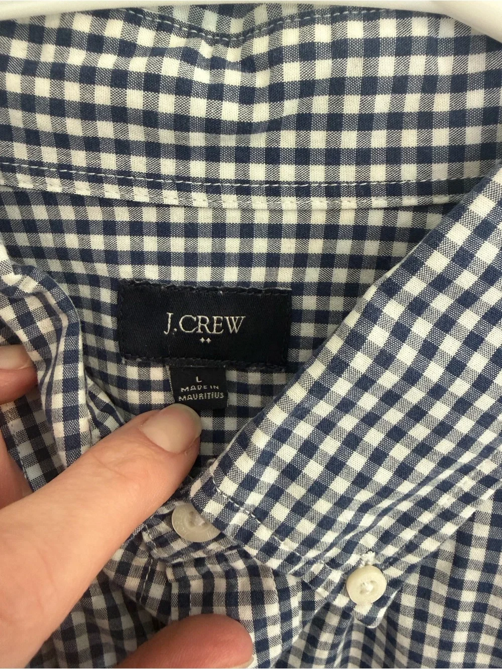 J.Crew Men’s Large Navy Gingham Cotton Button Down Shirt Preppy